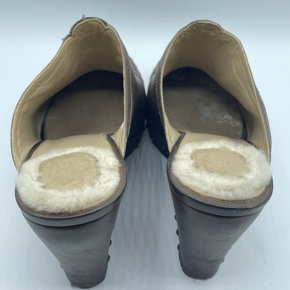 Ugg Abigail Sheepskin Leather Studded Wedge Mule Clogs Shoes 1716‎ Brown Size 10 - Picture 11 of 16